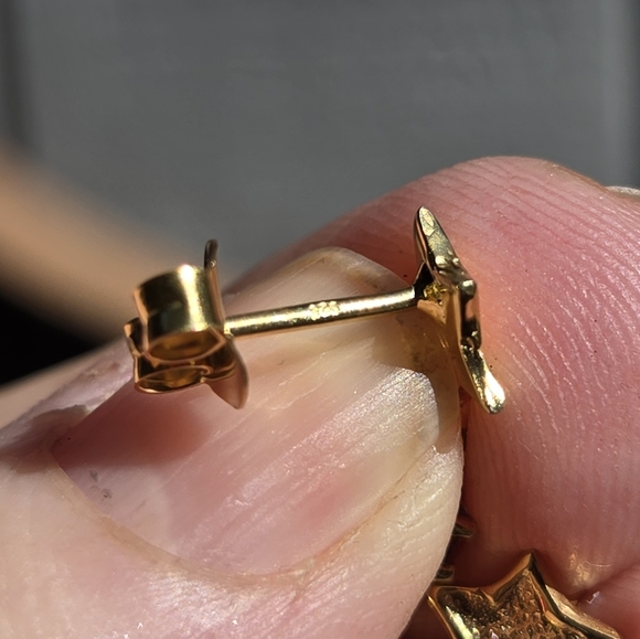 Opal & blue Topaz sterling & gold star earrings NEW - Picture 9 of 10